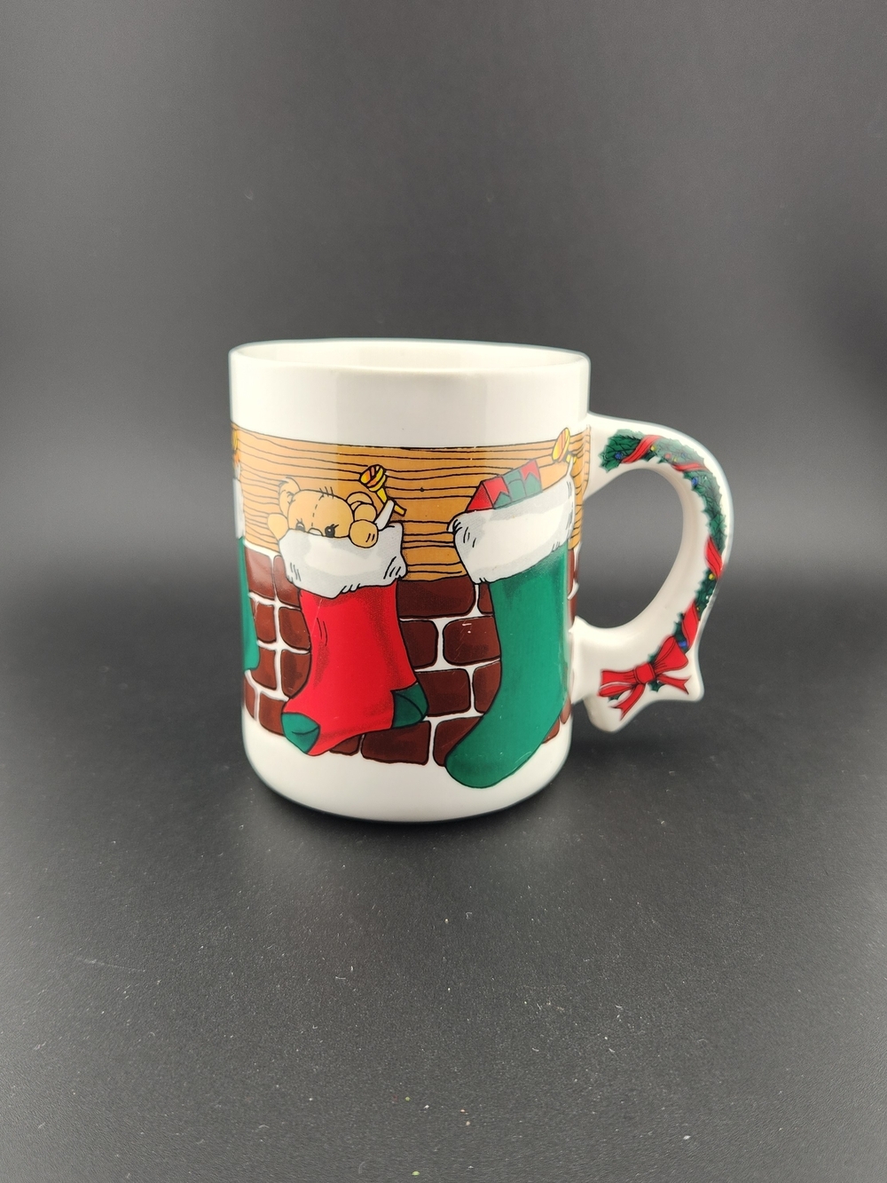 Vintage Festive Christmas Stocking Ceramic Mug in Red & Green
